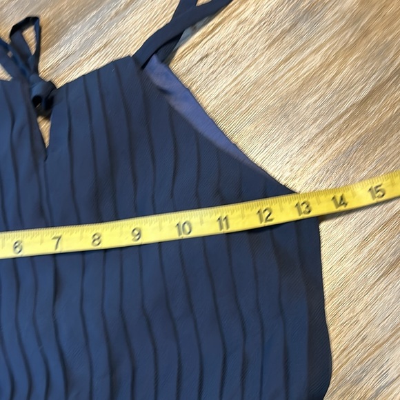 NWT Asymmetrical Chiffon Jr Bridesmaid Navy Dress Halter Spaghetti Straps Size 8 - Picture 9 of 16